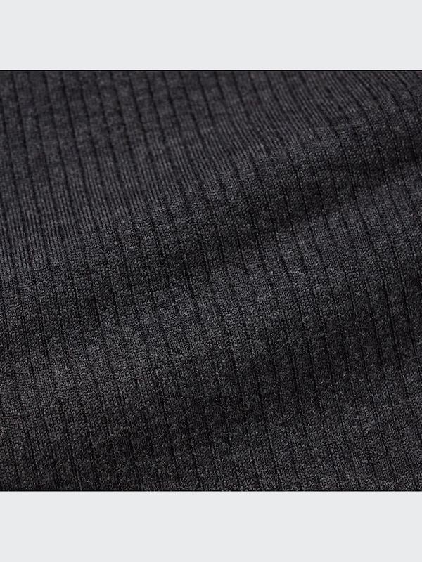 3D Knit Extra Fine Merino Ribbed Fitted Long-Sleeve Dress
