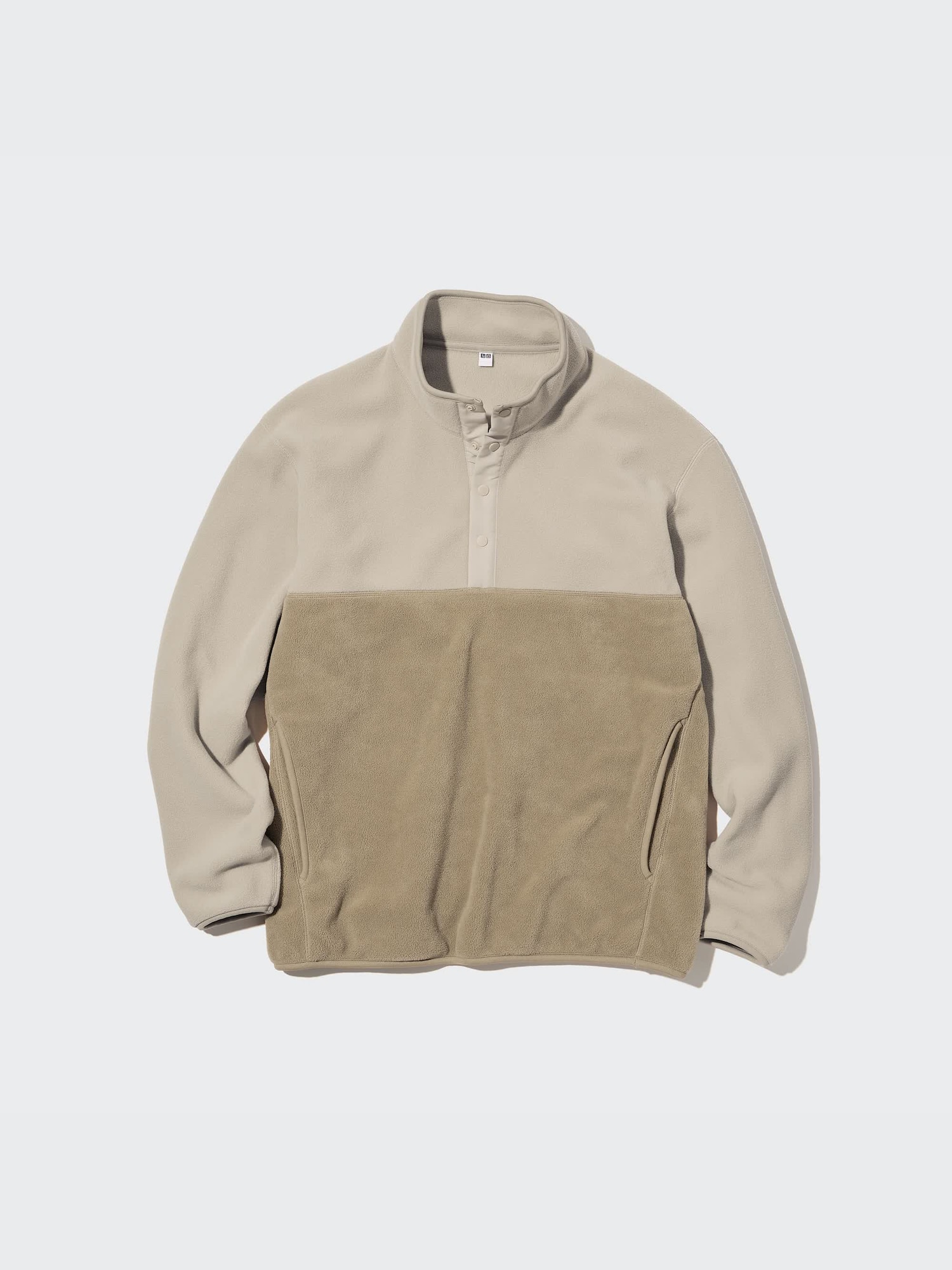 Fleece Button-Up Long-Sleeve Pullover (Color Block) | UNIQLO US