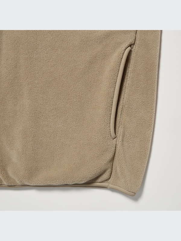 Fleece Button-Up Long-Sleeve Pullover (Color Block)