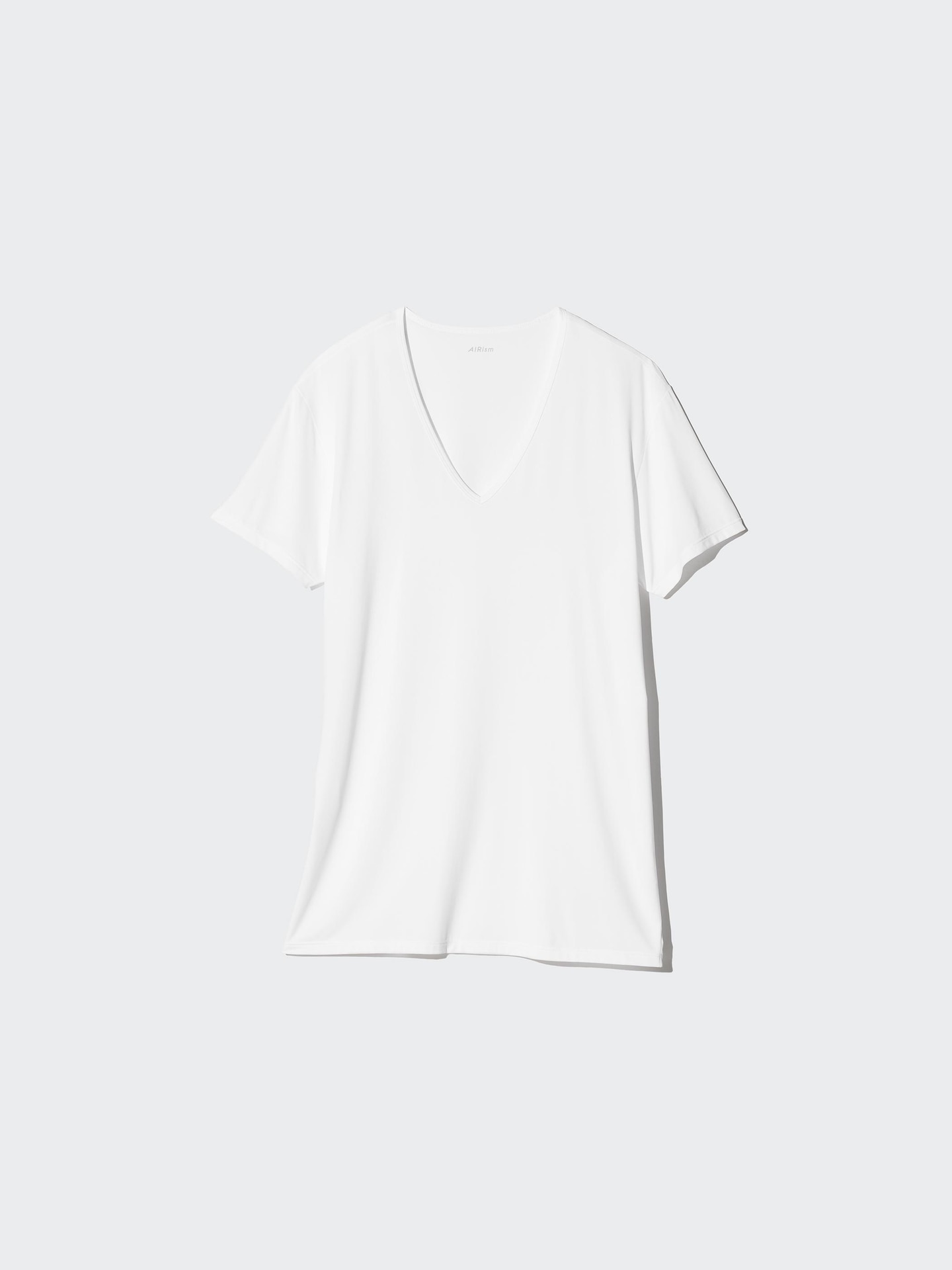 Мужская футболка Uniqlo AIRism с V-образным вырезом, цвет: Бежевый — фото 4