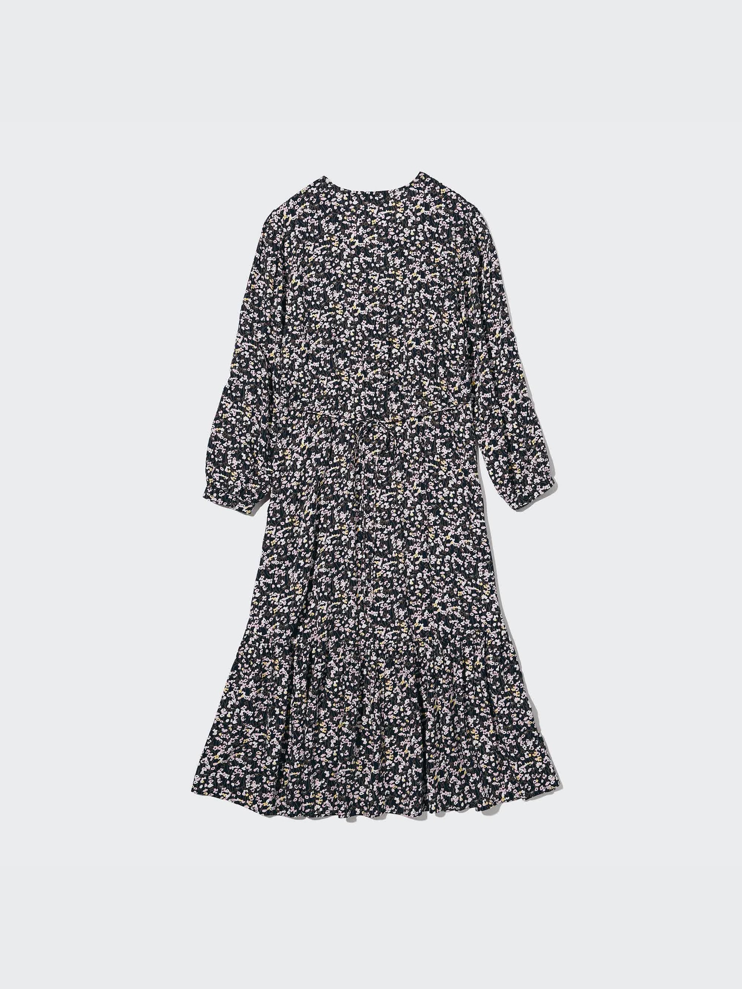 Printed V-Neck 3/4-Sleeve Flare Dress | UNIQLO US