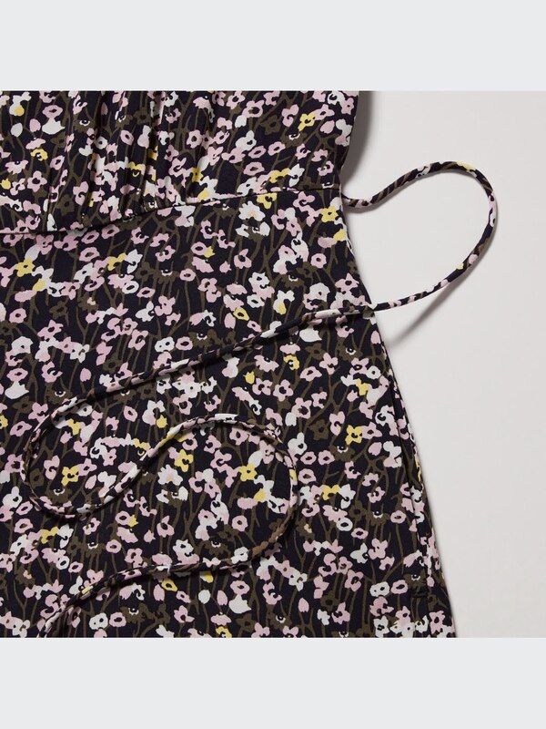 Printed V-Neck 3/4-Sleeve Flare Dress