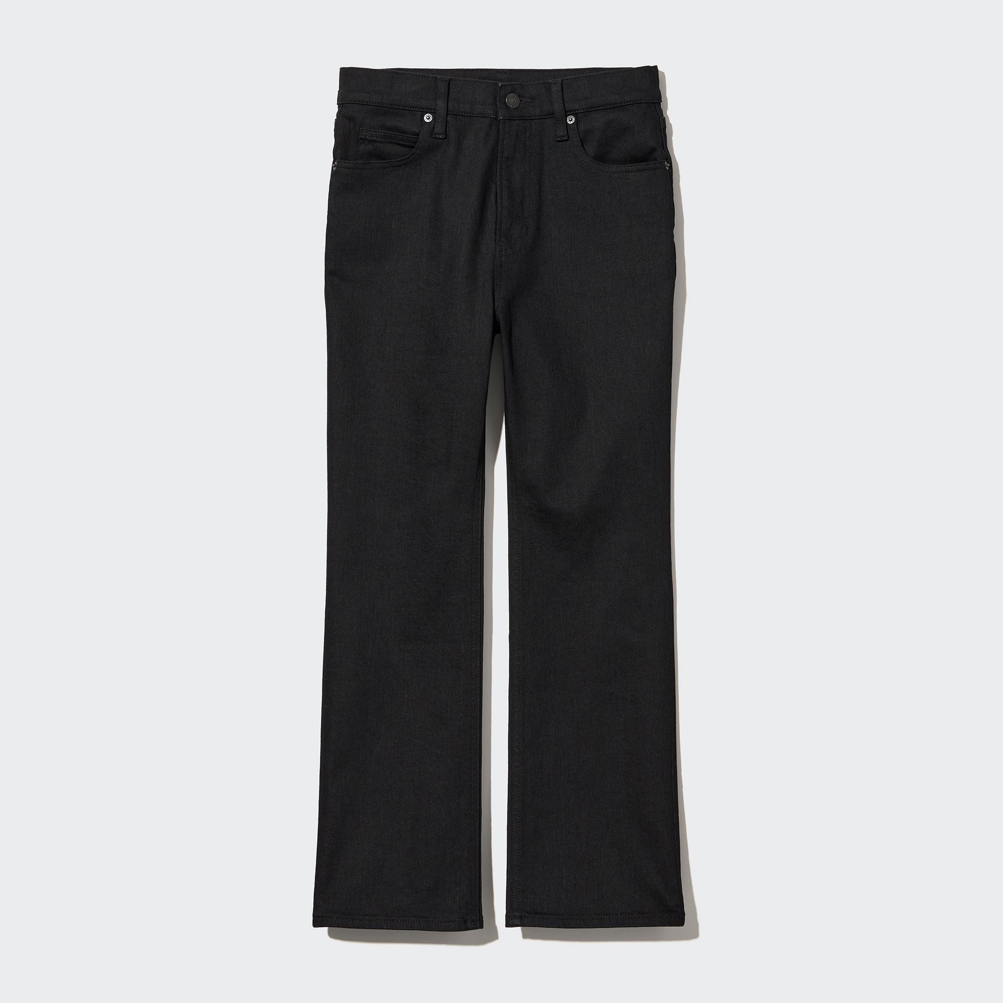 UNIQLO Women's Jersey Cropped Flare Wide Pants ($20) ❤ liked on Polyvore  featuring pants, capris, black, jersey pants, r…