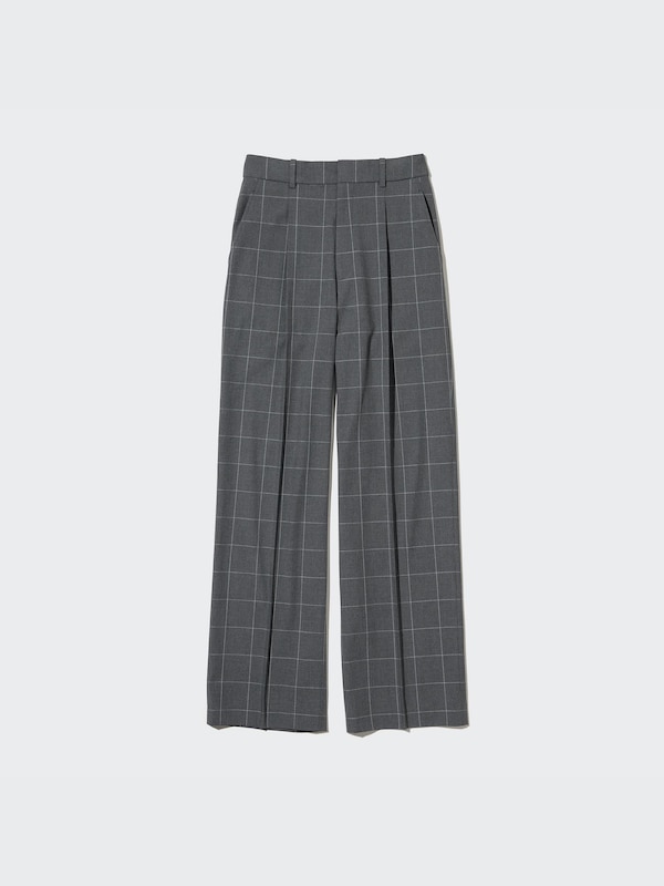 Wide-Fit Pleated Pants | Windowpane | Tall