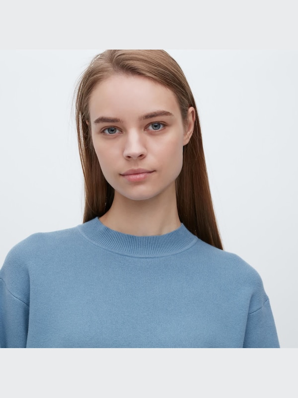 Smooth Cotton Long-Sleeve Crew Neck Sweater