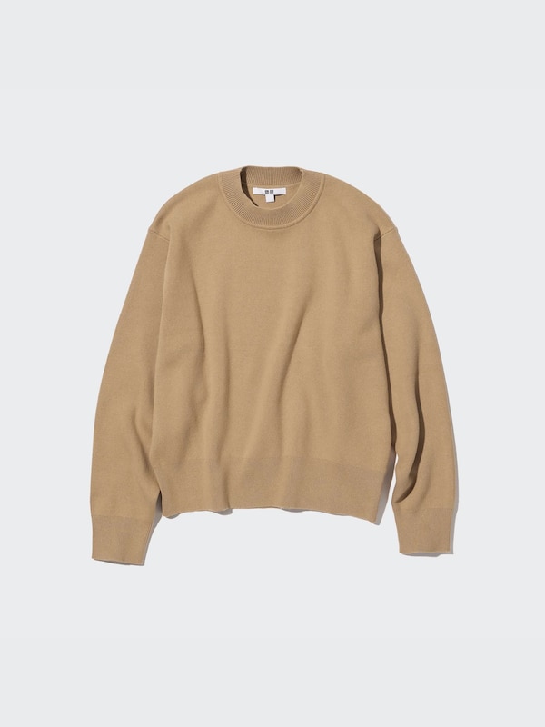 Smooth Cotton Long-Sleeve Crew Neck Sweater