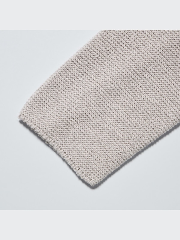 3D Knit Cotton Blend V-Neck Long-Sleeve Sweater