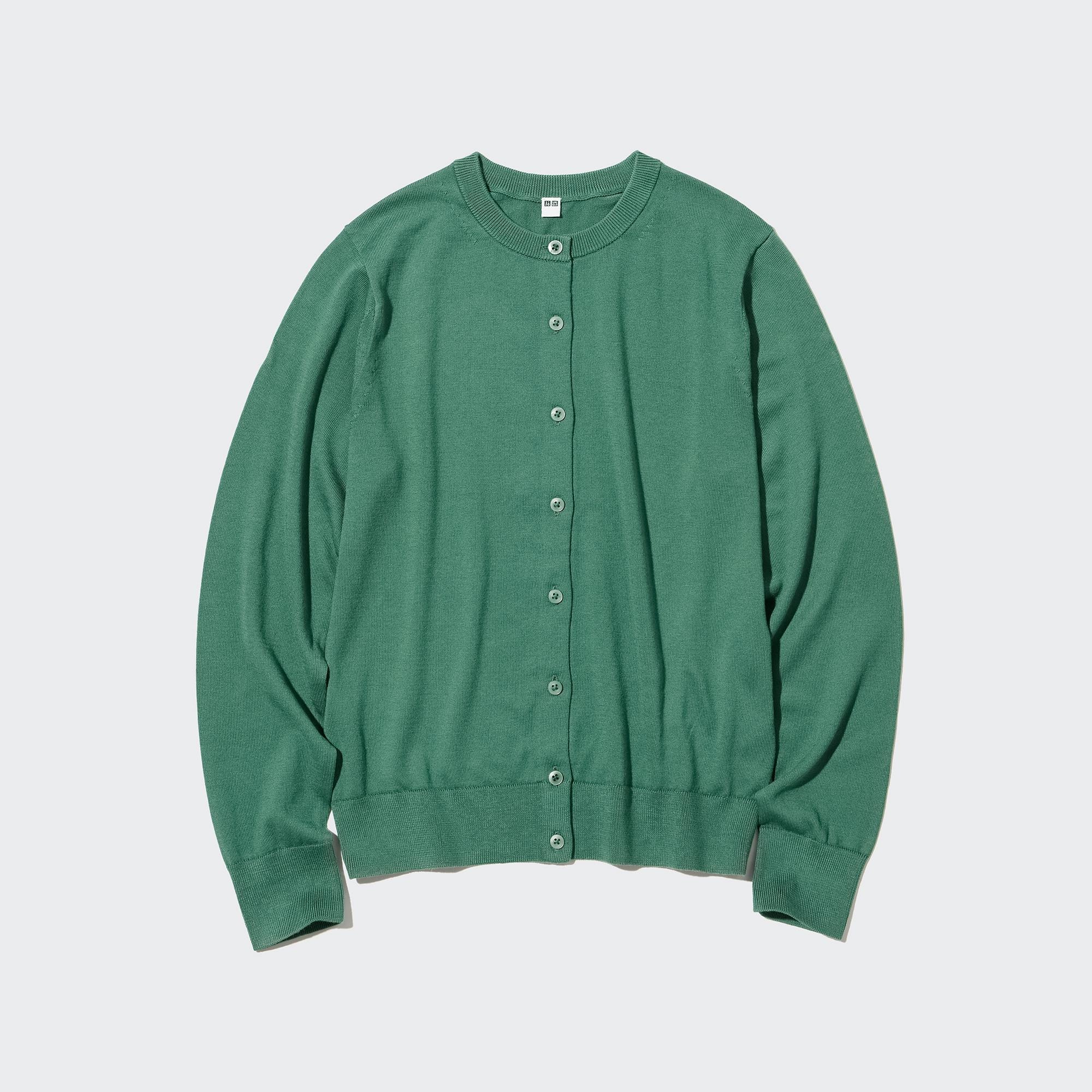 Green crew hotsell neck cardigan