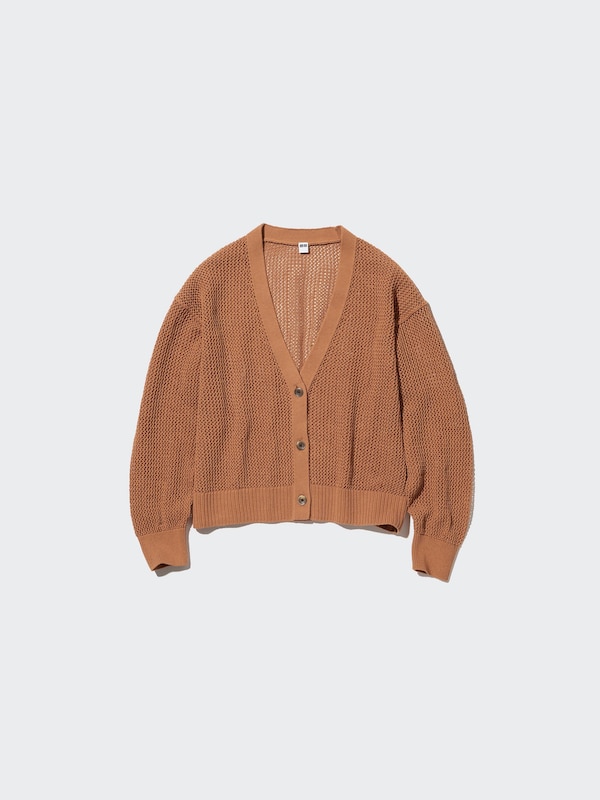 Mesh Long-Sleeve Short Cardigan