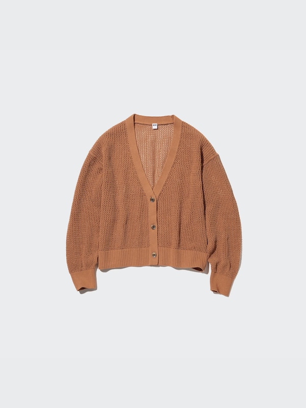 Mesh Long-Sleeve Short Cardigan