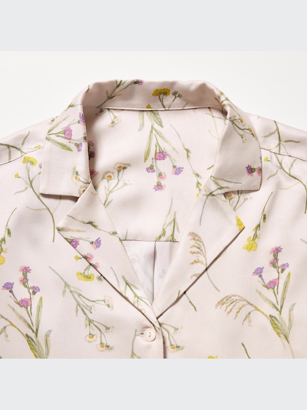 Rayon Satin Printed Long-Sleeve Pajamas