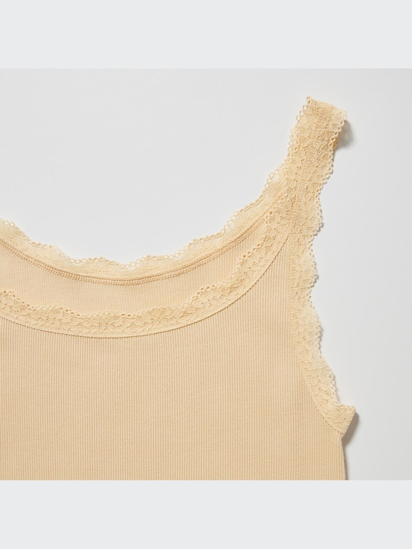 Haut coton dentelle côtelée sans manches