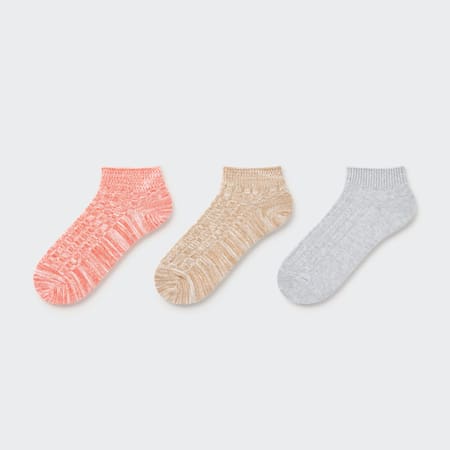 Mixed Yarn Short Socks (Three Pairs)