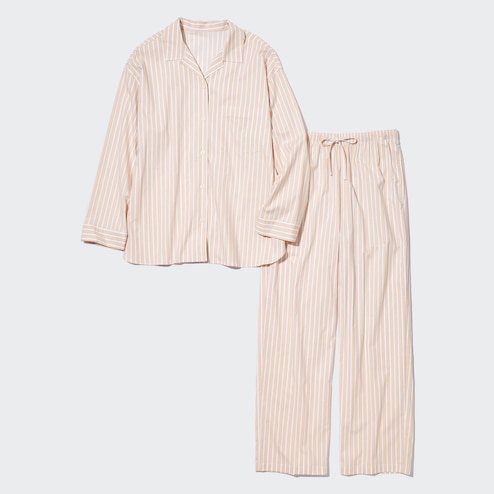 Ladies Striped Pajama Set Long Sleeve Tops And Pants Jogging