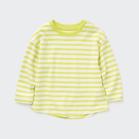 Toddler Cotton Striped Crew Neck Long Sleeved T-Shirt | UNIQLO