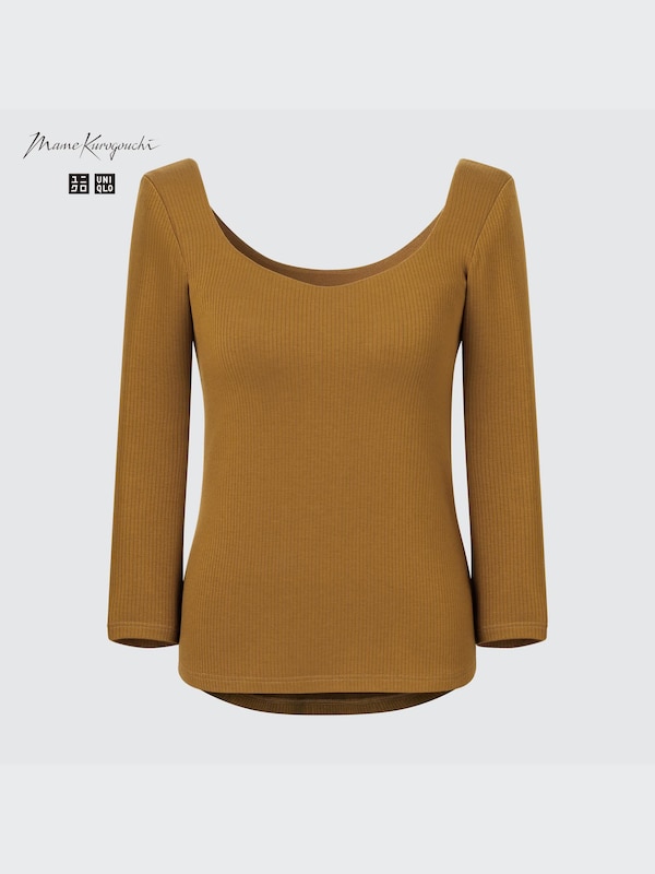 HEATTECH Silk Blend Ribbed Bra T-Shirt (Mame Kurogouchi)