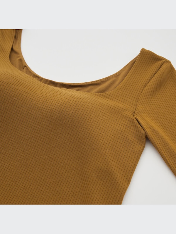 HEATTECH Silk Blend Ribbed Bra T-Shirt (Mame Kurogouchi)