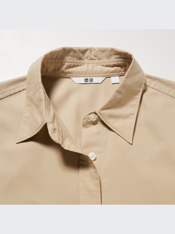 Cotton A-Line Long Sleeved Shirt Dress