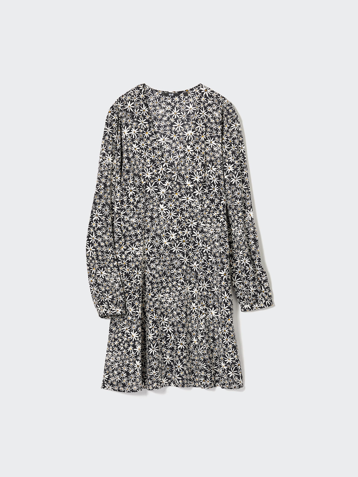 Printed V-Neck Long-Sleeve Mini Dress