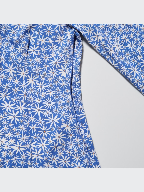 Printed V-Neck Long-Sleeve Mini Dress