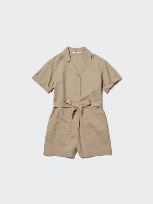 Linen-Blend Short-Sleeve Romper