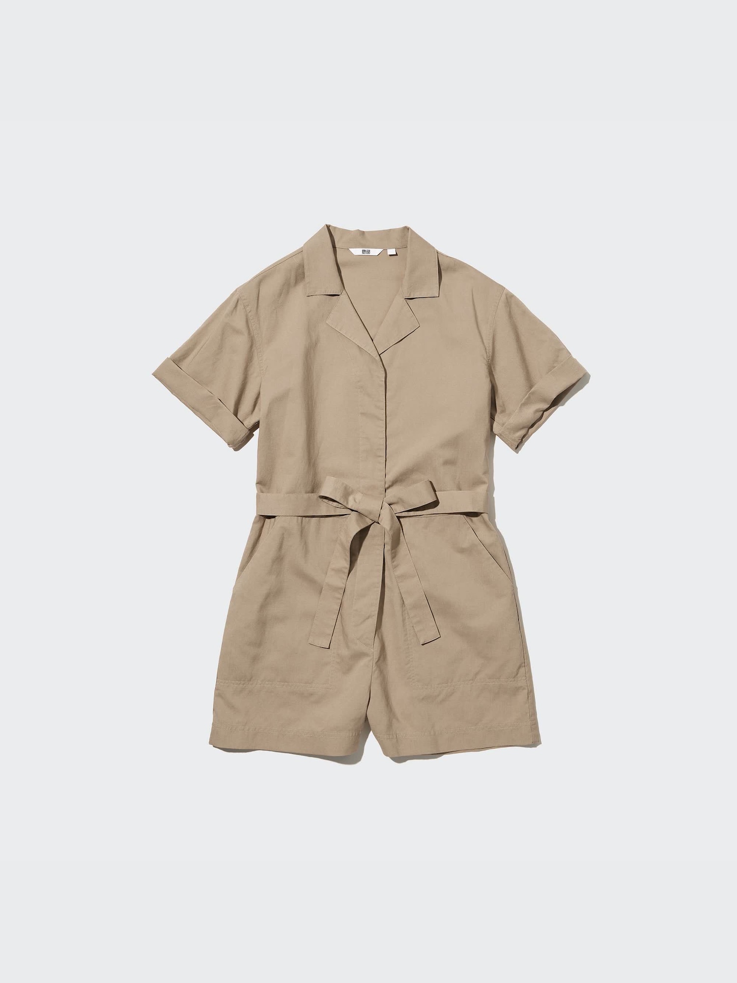 herlipto Oxford romper キャメル Linen-Blend Short-Sleeve Romper | UNIQLO US