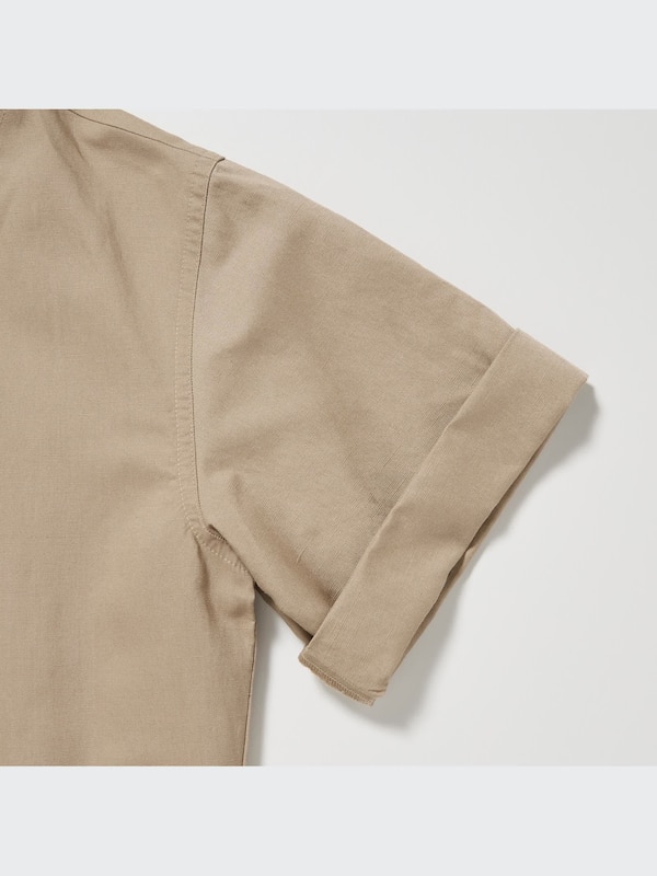Linen-Blend Short-Sleeve Romper
