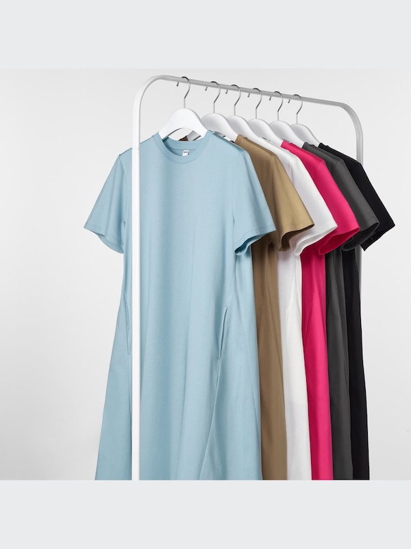 Mercerized Cotton Short-Sleeve A-Line Dress