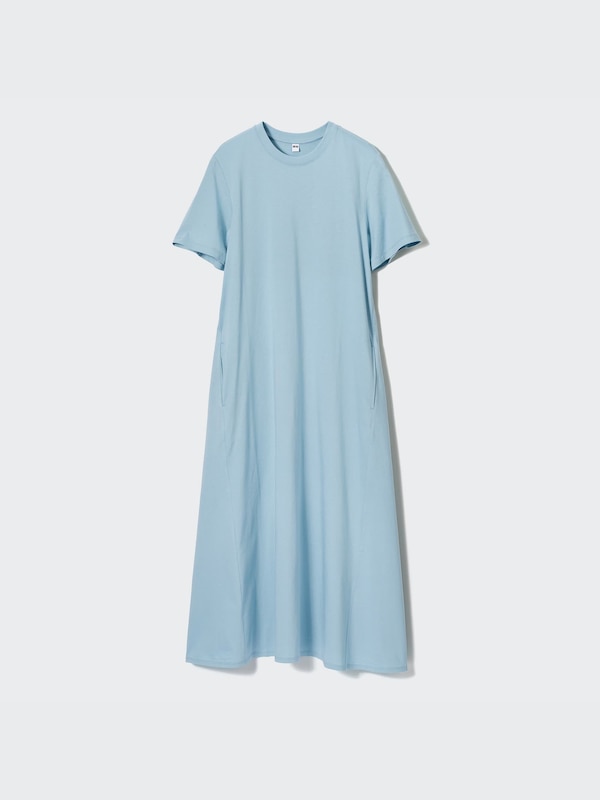 Mercerized Cotton Short-Sleeve A-Line Dress