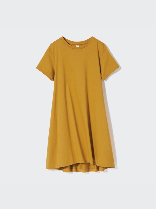 Mercerized Cotton Short-Sleeve Mini Dress