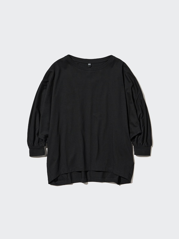 Smooth Cotton Volume 3/4-Sleeve T-Shirt