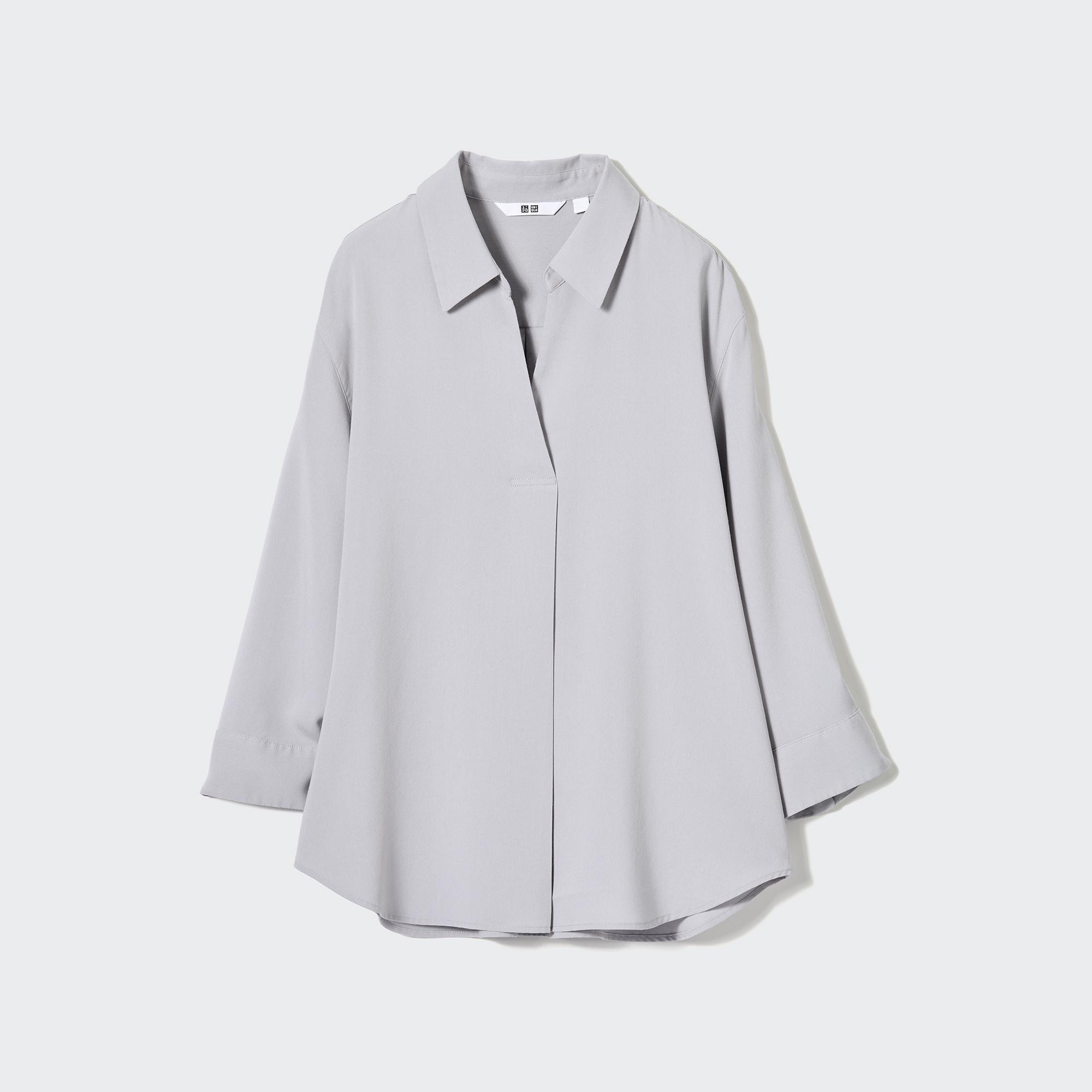 Rayon Skipper Collar 3/4 Sleeve Blouse | UNIQLO US