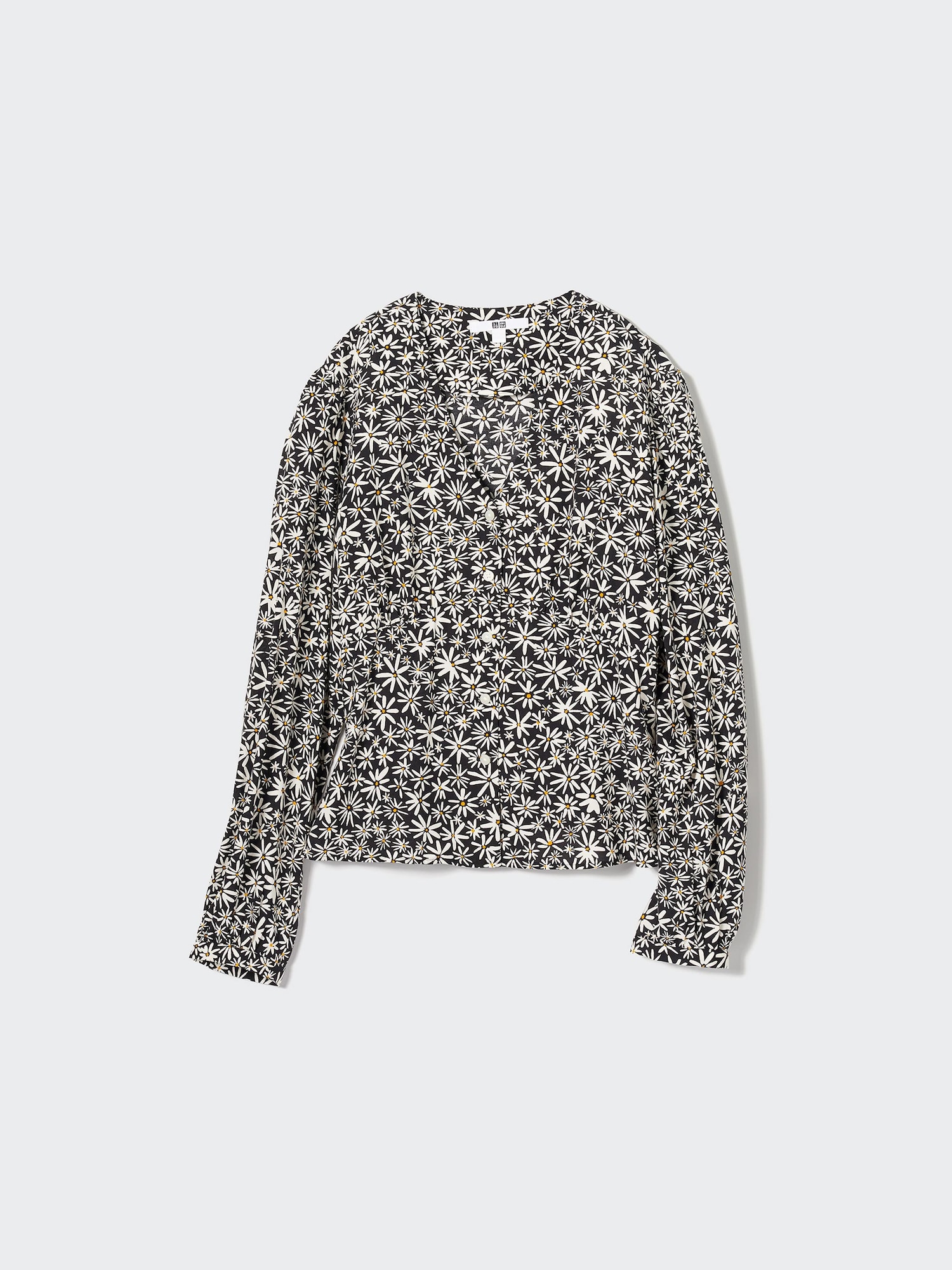 Printed V-Neck Long-Sleeve Blouse