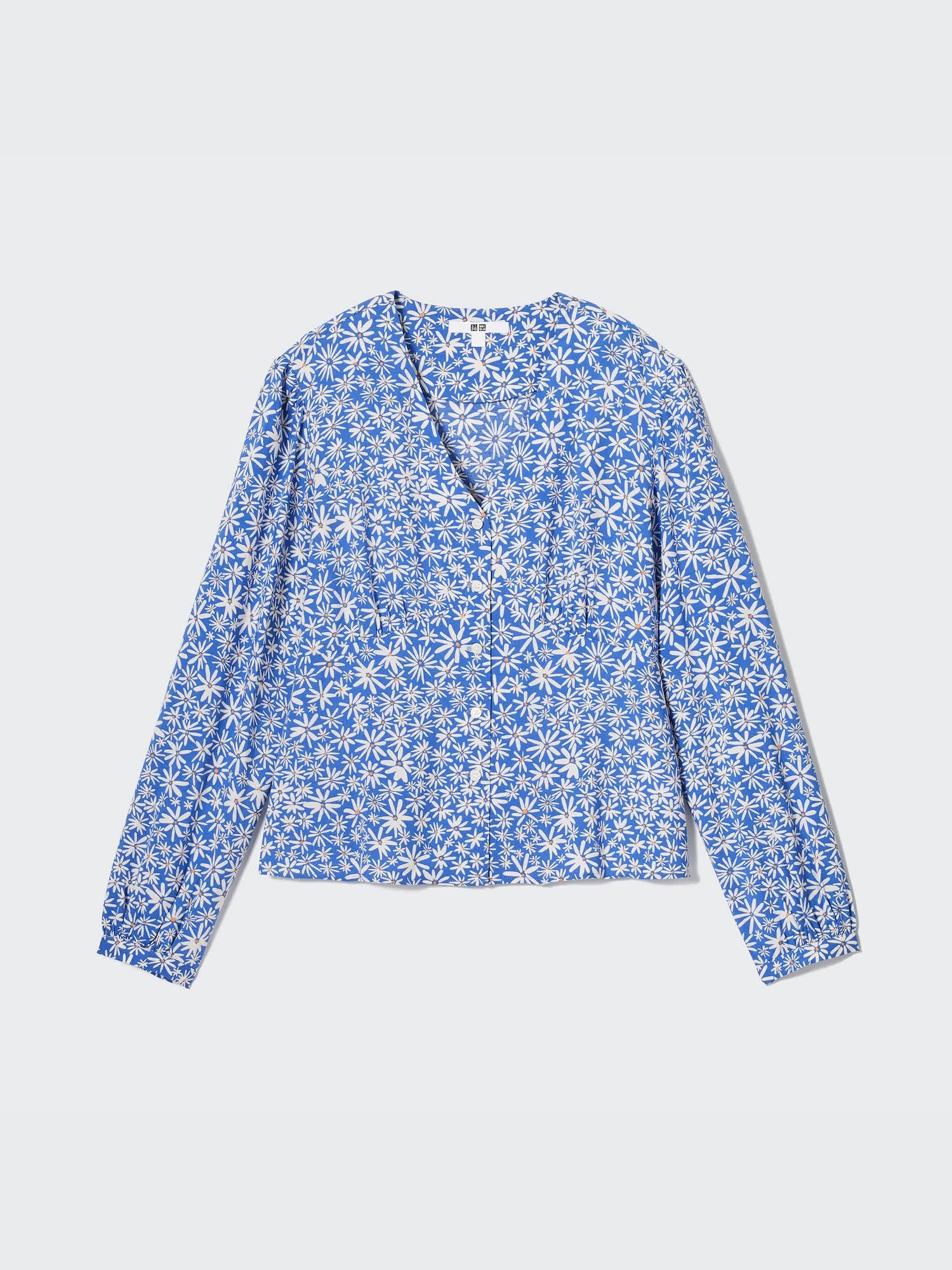 Printed V-Neck Long-Sleeve Blouse - thumbnail 2