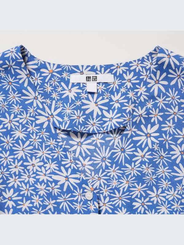 Printed V-Neck Long-Sleeve Blouse