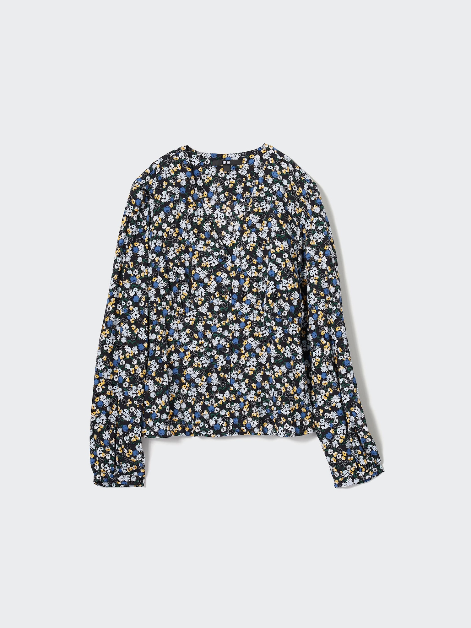 Printed V-Neck Long-Sleeve Blouse - thumbnail 9