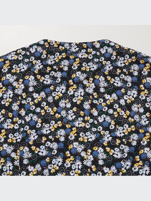 Printed V-Neck Long-Sleeve Blouse