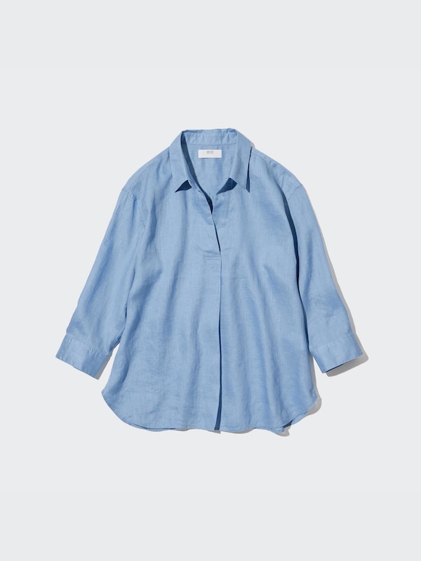Premium Linen Skipper Collar Shirt (3/4 Sleeve)