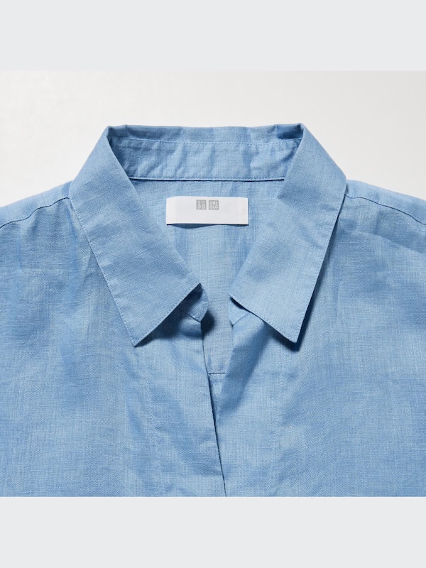 Premium Linen Skipper Collar Shirt (3/4 Sleeve)