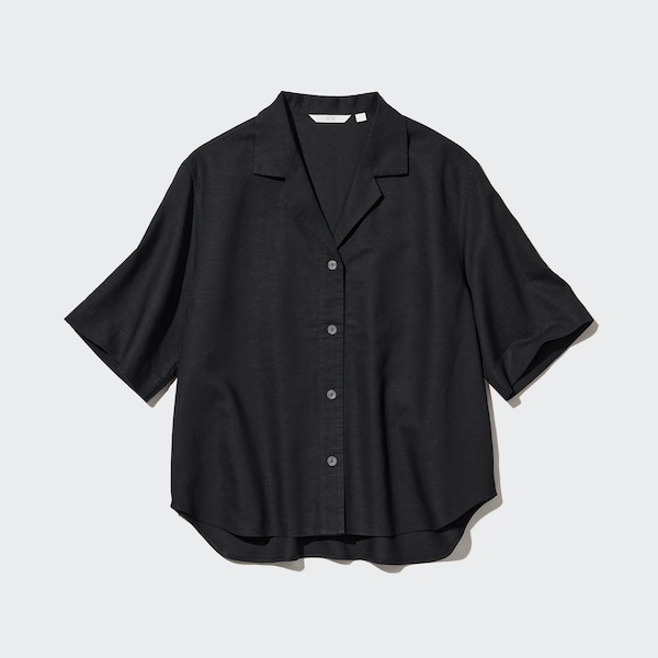 Linen Blend Open Collar Short-Sleeve Shirt | UNIQLO US