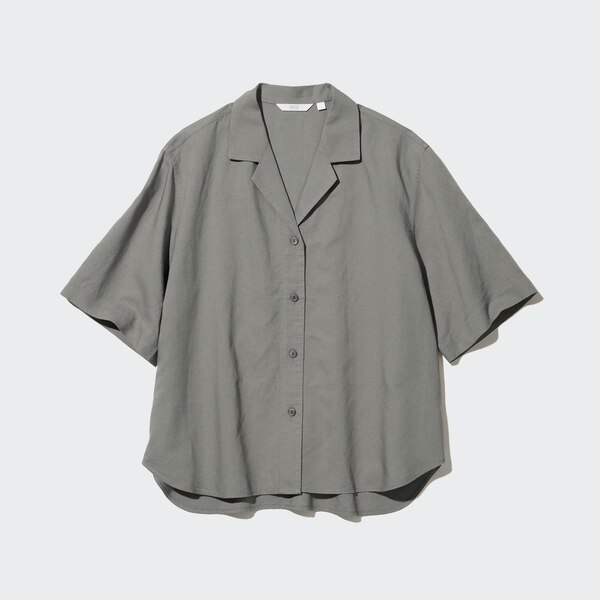 Linen Blend Open Collar Short-Sleeve Shirt | UNIQLO US