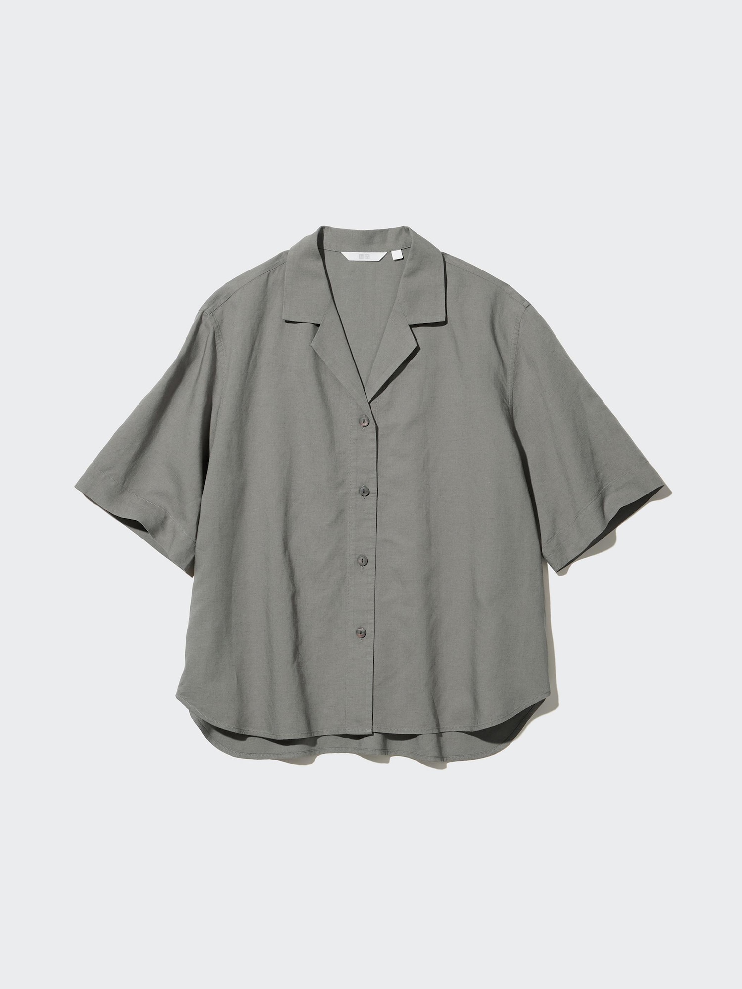 ★22-23FW★KNITTED★Open Collar Over Fit Linen Shirt Linen Blend Open Collar Short-Sleeve Shirt | UNIQLO US