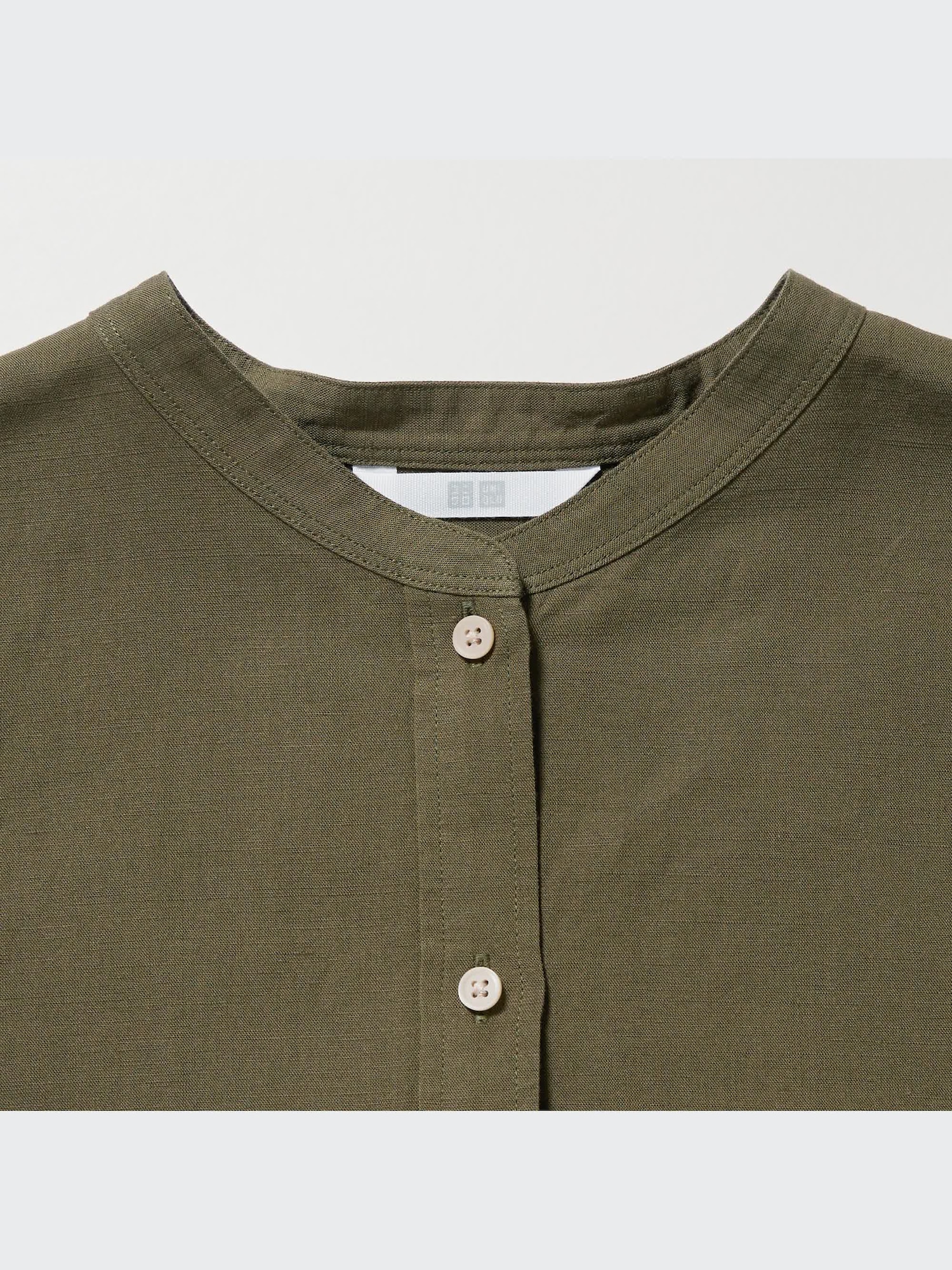 Linen Blend Band Collar 3/4-Sleeve Shirt | UNIQLO US