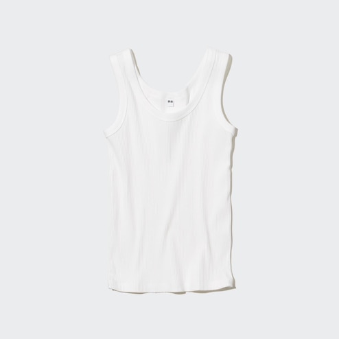 Aus Ribbed Vest Top in White