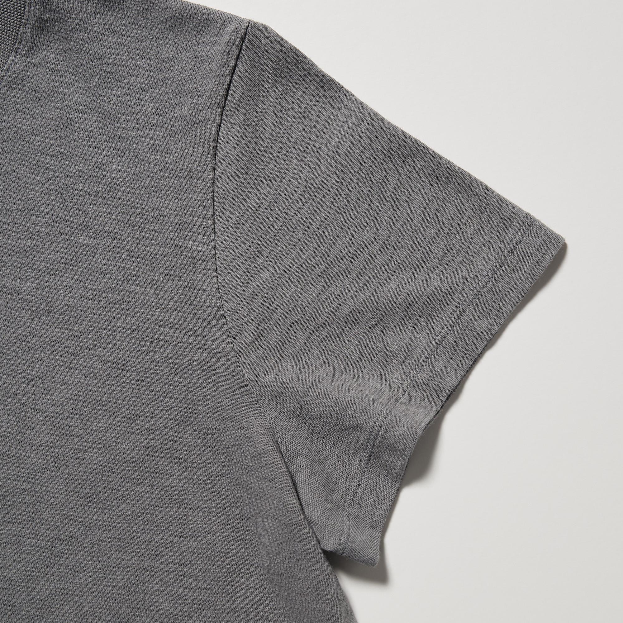 Slub Cotton Cropped Short Sleeved T-Shirt | UNIQLO UK