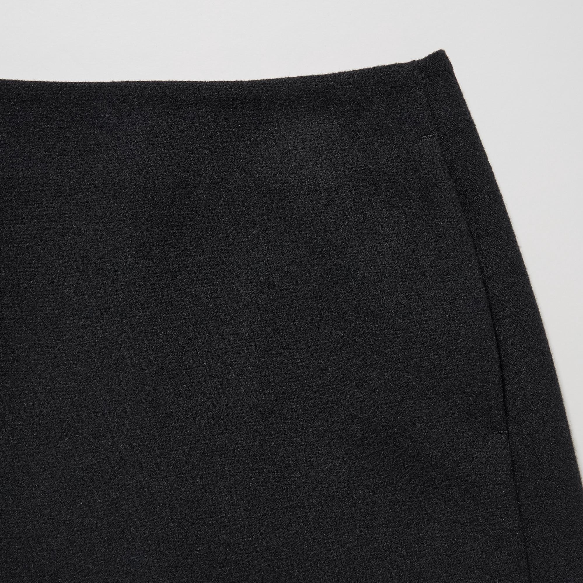 Uniqlo Women's Midi Skirt W 29 in Black Polyester with Wool