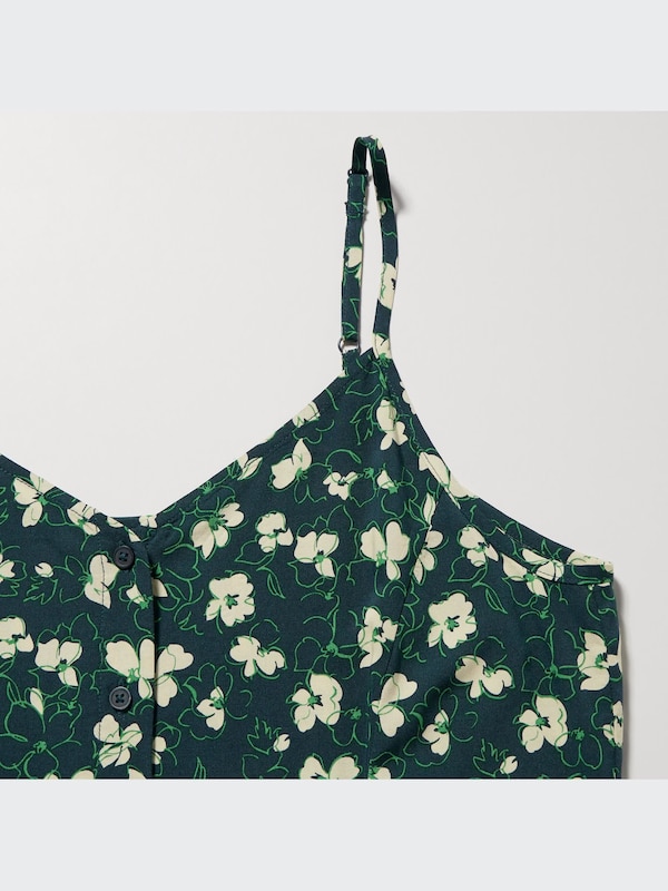 Printed Button Down Camisole Flare Dress