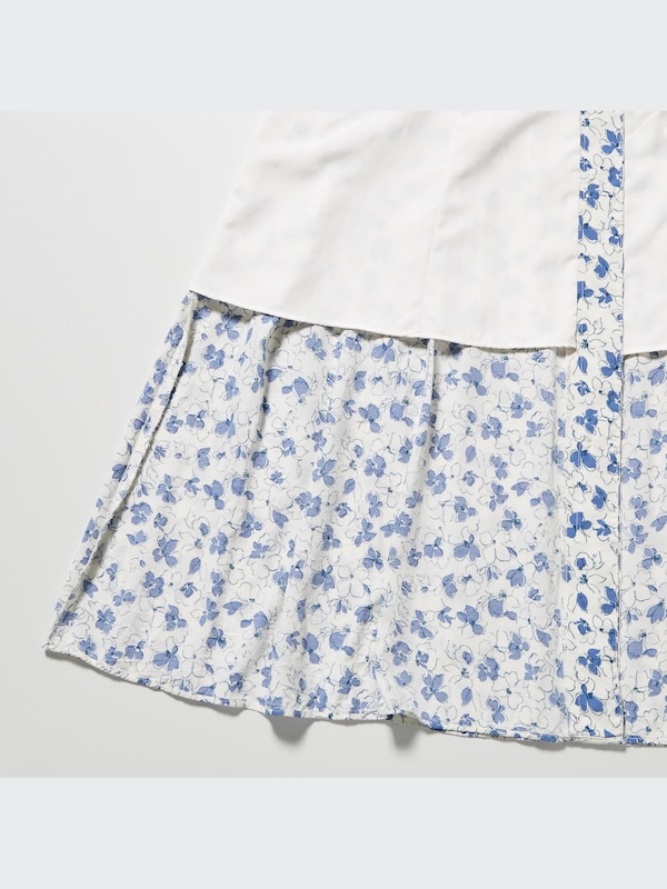 Printed Button Down Camisole Flare Dress