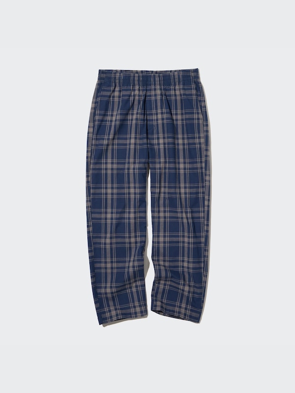 Cotton Relaxed Ankle Pants (Check)