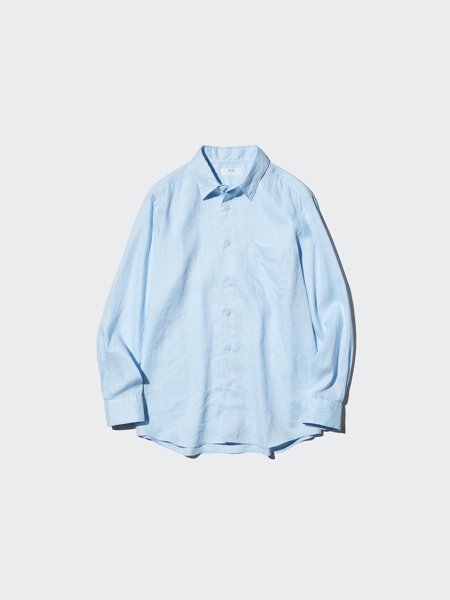 Мужская рубашка Uniqlo из премиального льна, цвет: Чёрный — фото 4